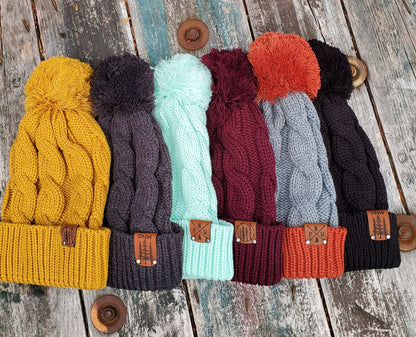 PNW Leather Patch Beanie