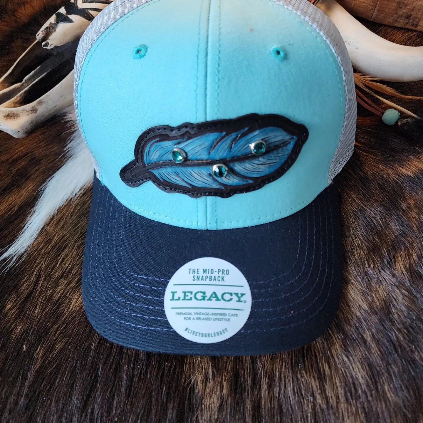 Julian Leather & Wool Feather Hat