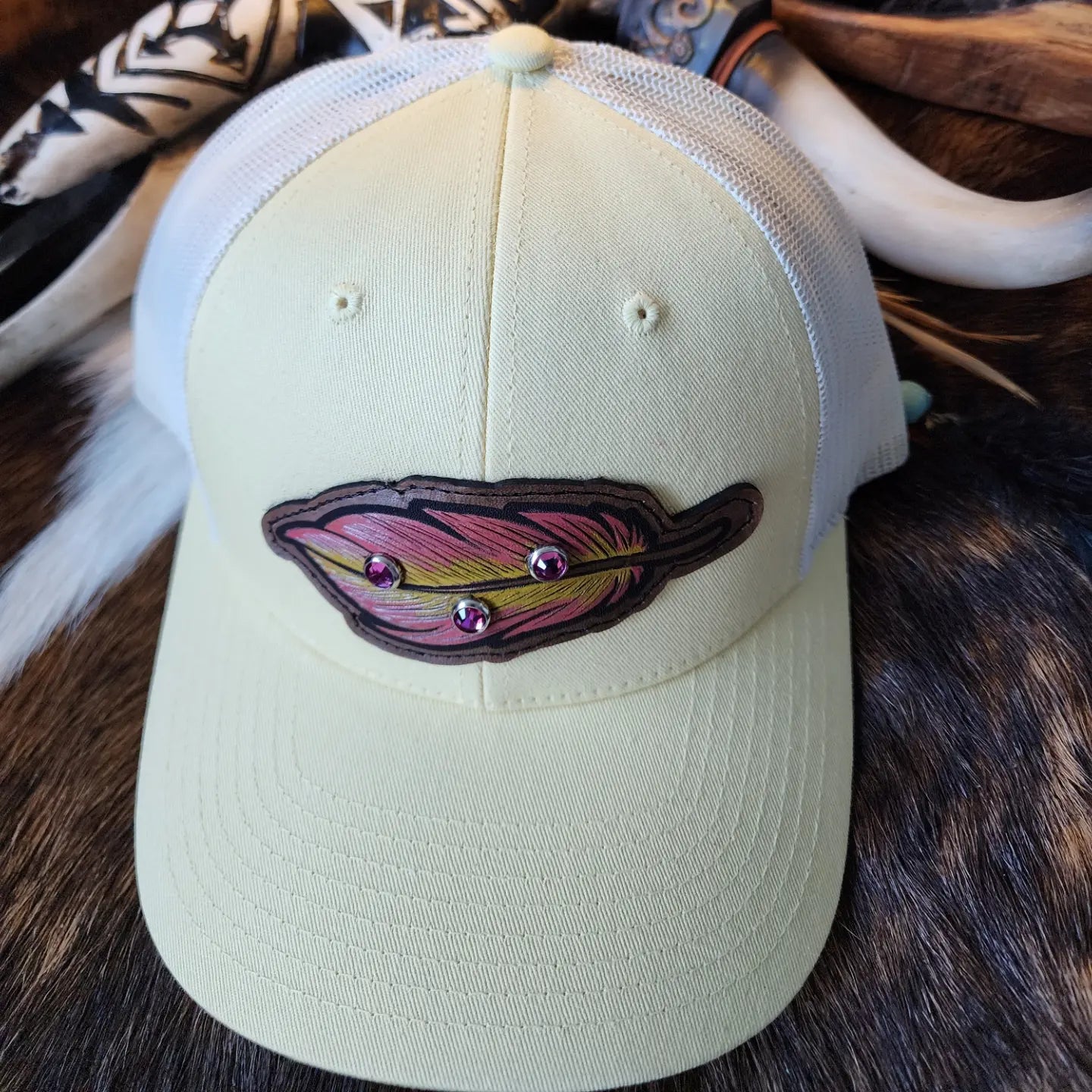 Julian Leather & Wool Feather Hat